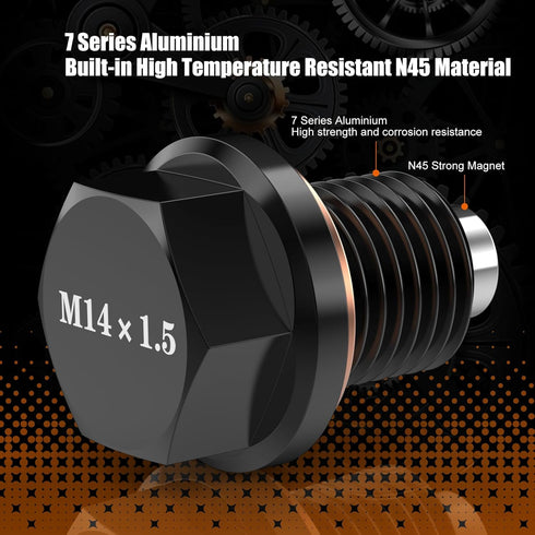 M14x1.5 Aluminum Magnetic Oil Drain Plug with 1 Pcs Copper Gasket Crush Washer Sump Drain Nut Bolt Oil Pan Bolt Anti Leakage Seal Replacement for ...