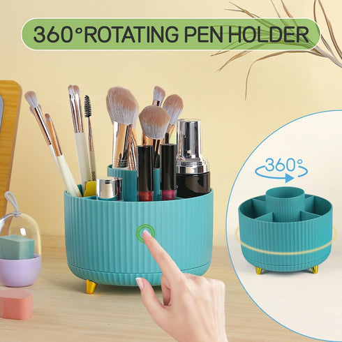 Rotating Pencil Holder for Desk, 360-degree Spinning Makeup Brush Holder Organizer for Vanity, 5 Slots Pen Pencil Cup Holder for First Day of Scho...