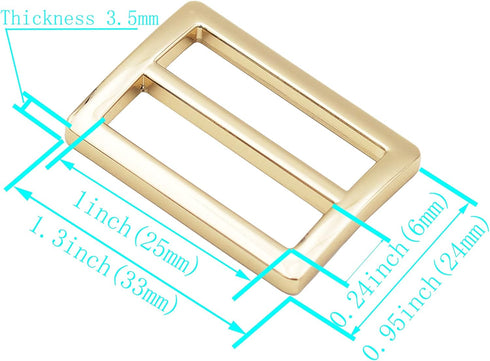 JWBIZ 8pcs Flat Metal Slide Buckle Belt Adjuster Sliders Tri Glide Strap Hardware Clasp (Gun Black, 1 Inch)...