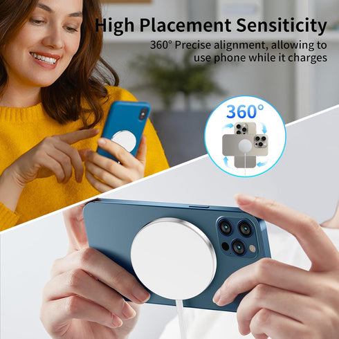 Magnetic Wireless Charger 15W iPhone Mag-Safe Wireless Charging Pad iPhone Magnetic Charger Compatible with iPhone 15/14/13/12 Pro/Max/Plus/Mini a...