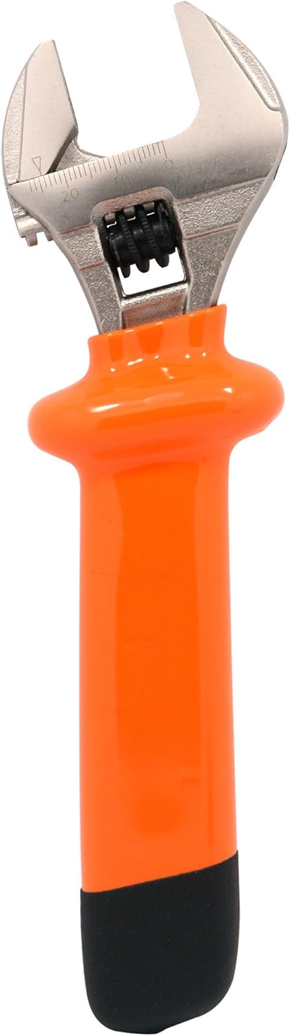 WEIDA 8" Heavy Duty Insulated Electrician Adjustable Wrench Cushion Grip And Nickel-Plated Surface Anti-Rust...