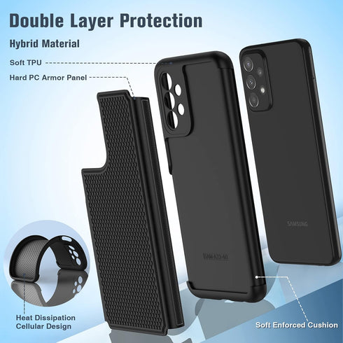 FNTCASE for Samsung Galaxy A23 5G Case: (Samsung Galaxy A23 4G LTE) Dual Layer Protective Heavy Duty Cell Phone Cover Shockproof Rugged with Non S...
