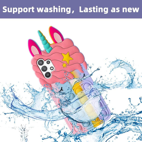 for Samsung Galaxy A32 5G Cartoon Fun Kawaii Cute Silicone Bubble Button Decompression case Designed for The Galaxy A32 5G Phone case(Rainbow)...