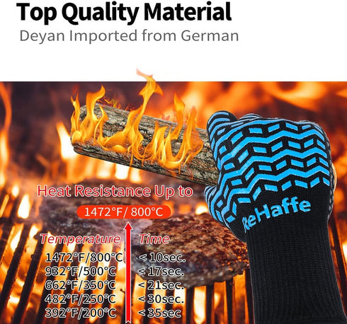 BBQ Grill Gloves Heat Resistant,1472 F High Temp Resistance Fireproof Glove for Grilling Smoking Barbecue,Comfort Long Non-Slip Ove Mitts Kitchen ...