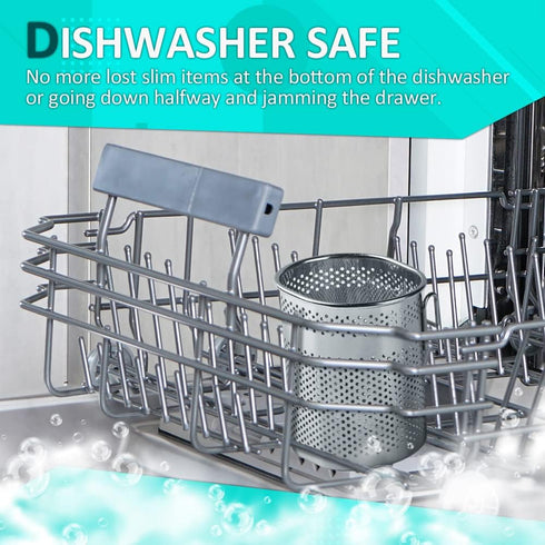 HOME&I Silverware Drying Basket, Kitchen Sink Utensil Holder Replacement,Thin Dish Drying Rack Countertop Organizer Stainless Steel 304 Flatware C...
