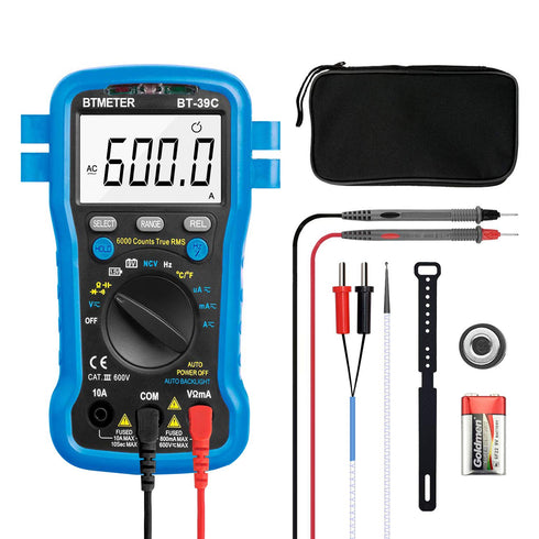 BTMETER BT-39C True RMS Multimeter, Auto Range Digital Avometer 6000 Counts Accurate Measures AC/DC Amps, Volts, Ohms, Capacitance,Frequency with ...