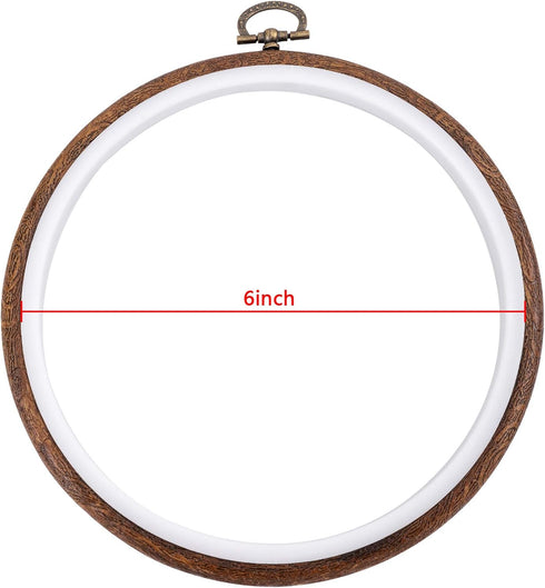 joybest 4 Pieces 6 Inch Round Embroidery Hoops Display Frame Circle, Cross Stitch Hoop Ring Imitated Wood Embroidery Kits for Art Craft Sewing and...