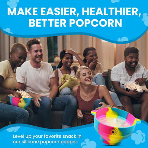 Microwavable Silicone Popcorn Popper- BPA Free- 100% Food grade Silicone, Collapsible Reusable Microwave Bowl- Popcorn Maker- Dishwasher Safe- Bla...