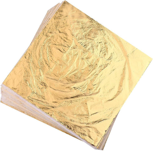 Homepal 100pcs Imitation Gold Leaf for Arts, Gilding Crafting, Painting, Furniture Decoration, Imitation Gold Foil Sheets 5.5" x 5.5"...