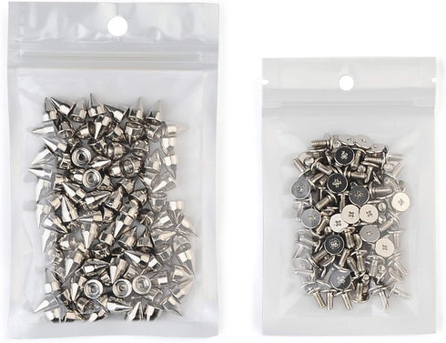100 Sets 9MM Silver Spikes and Studs Metal Bullet Cone Spikes Screw Back Leather Craft Rapid Rivet Screws Punk Studs and Spikes for Clothing Shoes...