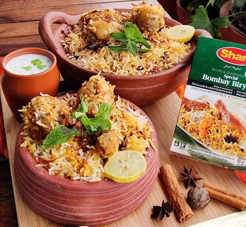 Shan Bombay Biryani Recipe and Seasoning Mix 2.11 oz (60g) - Spice Powder for Meat and Potato Layered Pilaf - Suitable for Vegetarians - Airtight ...
