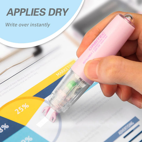 Refillable Retractable Quick Dry White Out Correction Tape,Mini Small Japan Aesthetic Cute White Out, with Easy to Use Kawaii Pen Shaped Applicato...