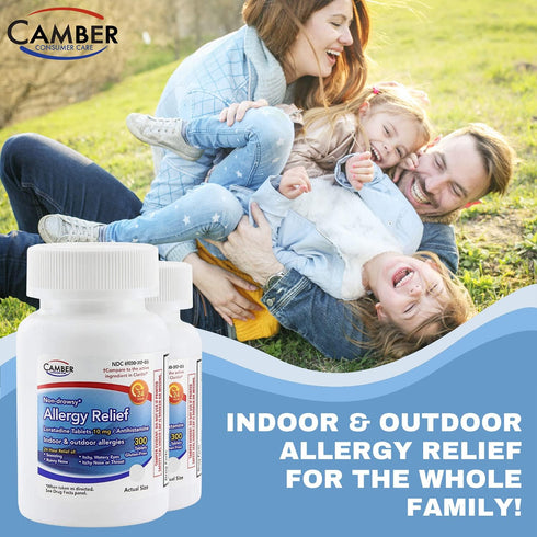 Camber Consumer Care Loratadine 10mg Allergy Pills, Antihistamine 24 Hour, Non Drowsy Allergy Relief (300 Tablets)...
