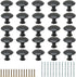 25PCS Black Mushroom Knobs, Stainless Steel Dresser Knobs 1 inch Diameter Round Drawer Knob Pull Handle with Mounting Screws for Chest Cabinet Cup...