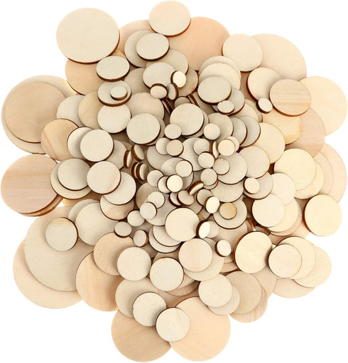 450 Pieces Unfinished Wood Slices Round Wooden Disc Circles Wooden Circles for Crafts Wood Cutouts Christmas Ornaments for Craft and Decoration, 5...