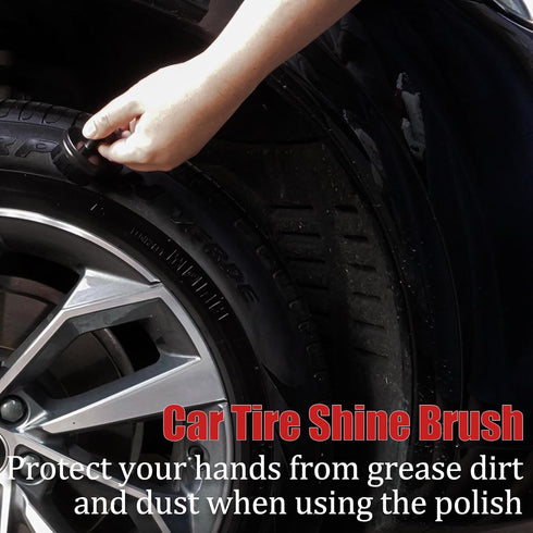 Auto Tire Brush, Seal Design with Cover, High Density Portable Car Brush (Black)...