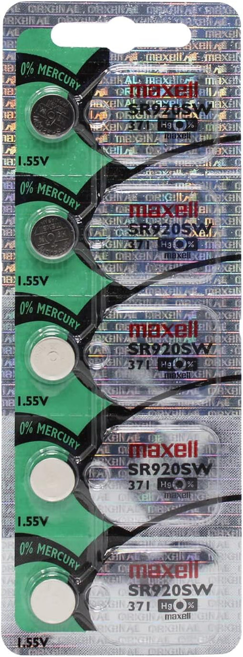10 Maxell 371 SR920SW AG6 D371 LR920 Batteries, New Hologram Packaging That Guarantees Authenticity...