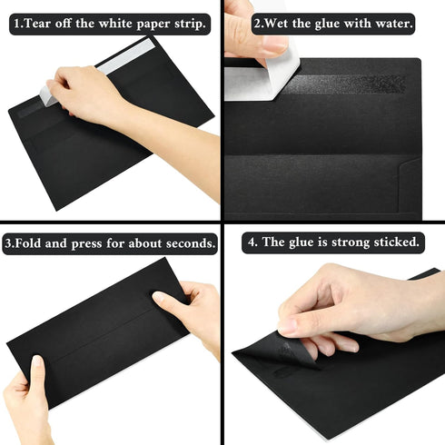 50 Pack #10 Business Envelopes, Black Standard Envelopes Self Seal, Letter Size Business Mailing Envelopes for Checks Letters Invoices Statements ...