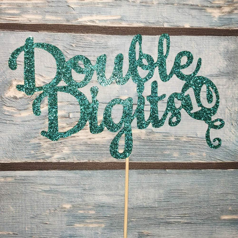 Double Digits Cake Topper, 10th Birthday Cake Topper, Double Digits Tenth Birthday Party Cake Supplies Decorations (Green)...
