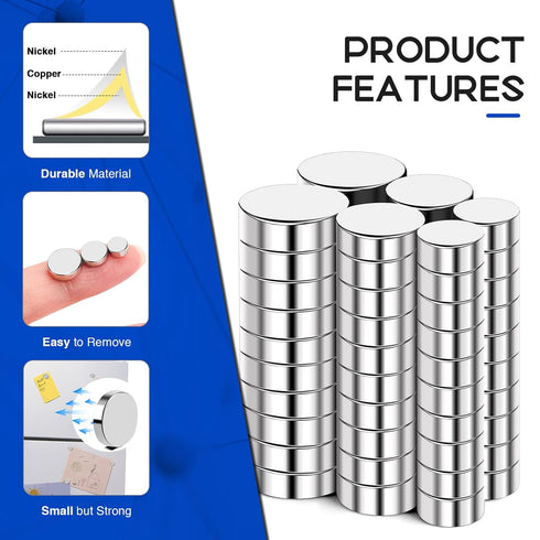 Rare Earth Magnets 180Pcs, 3 Different Size Small Magnets, Muti-use Tiny Neodymium Magnets Strong Whiteboard Magnets, Mini Round Fridge Magnets fo...