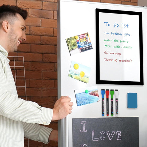 White Board 12x8 Dry Erase Board Whiteboard Magnetic Whiteboard for Fridge, Acrylic Dry Erase Board for Refrigerator, 4 Markers, 1 Cloth, and 1 Er...