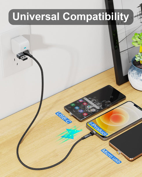 N. NETDOT Magnetic Charging Cable,6in1 Gen12 (6.6ft/3 Pack Black) 18W Fast Charging Magnetic Phone Charger,USB-A and USB-C Magnetic Charger for US...