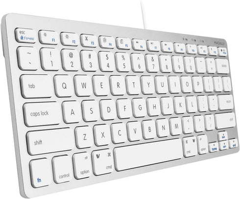 Macally Small Wired Keyboard for Mac and Windows - 78 Scissor Switch Keys Compatible Apple Keyboard - USB Mini Keyboard That Saves Space and Looks...