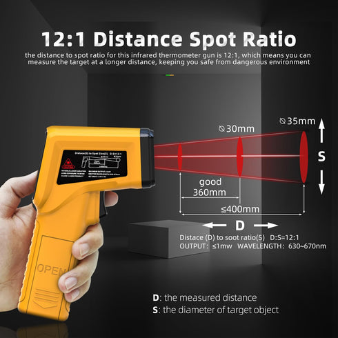BSIDE Infrared Thermometer Laser Temperature Gun with Adjustable Emissivity for Cooking Pizza Oven Kitchen Automotive Griddle Engine Grill HVAC, M...