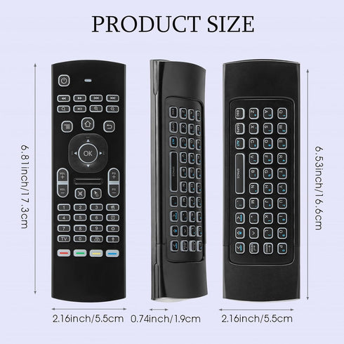 MX3 Air Mouse Voice Remote Control, 2.4G Multifunctional Blacklight Mini Wireless Keyboard Air Mouse Remote for Android Smart TV Box, 3-Gyro&Gsens...