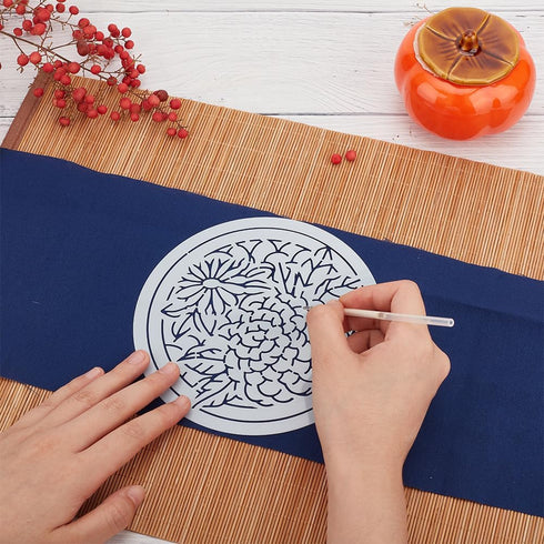 WEBEEDY DIY Sashiko Embroidery Kit Stitching Sashiko Placemat with Traditional Japanese Sashiko Pattern Template Fabric Flower Table Mats Needlewo...