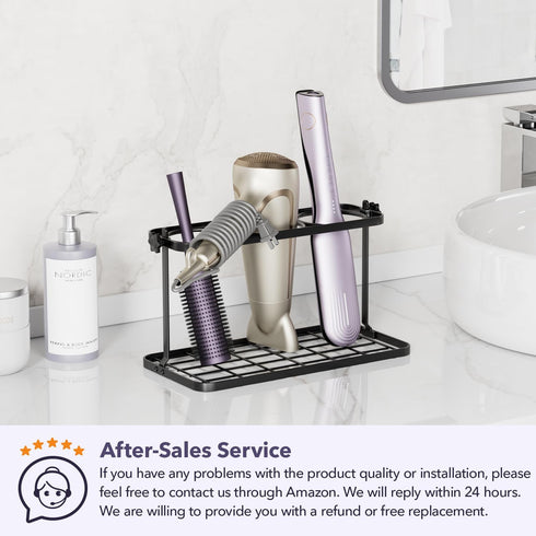 Hair Dryer Holder Wall Oragnizer: 3 in 1 Hair Tool Oragnizer - Adhesive Blow Dryer Storage - Adjustable Height Bathroom Organizer Basket for Hair ...