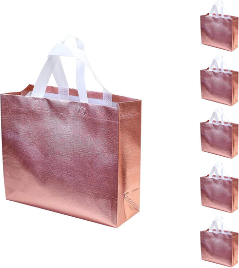 Set of 5 Glossy Reusable Grocery Bags Reusable Gift Bags with Handles Bachelorette Gift Bag Non-Woven Bridesmaid Bag for Women Birthday Wedding Pa...