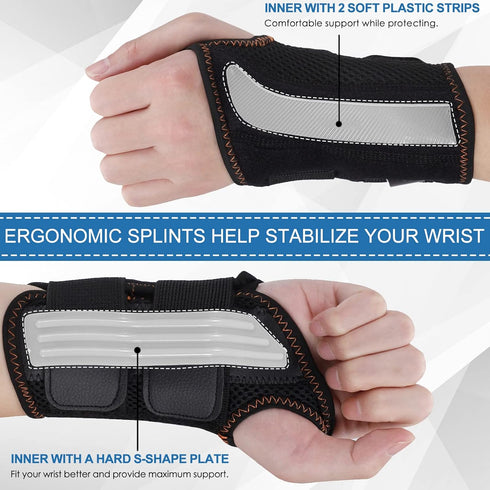 Wrist Brace for Carpal Tunnel, Night Wrist Sleep Support Splint with Compression Sleeve Adjustable Straps for Pain Relief, Arthritis, Tendonitis, ...