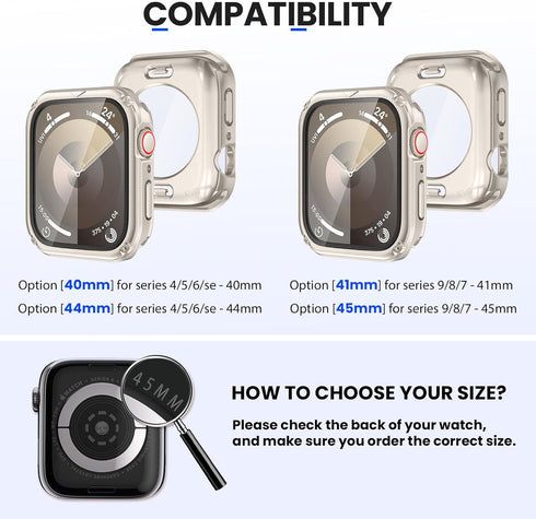 Goton 2 in 1 Waterproof Rugged Case for Apple Watch Screen Protector 44mm Series 6 5 4 SE, 360 Protective Glass Face Cover Hard PC Bumper + Back F...