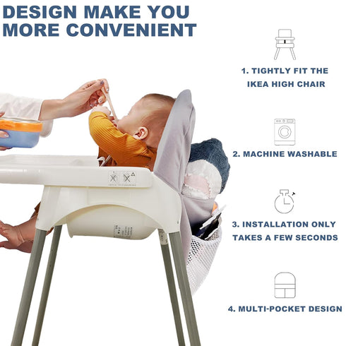 High Chairs Pocket, Suitable for IKEA Antilop High Chair, High Chair Accessories(Gray)...