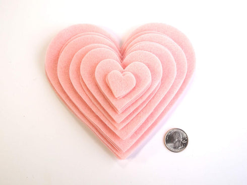Playfully Ever After 1 to 6 inch Multi-Size Pack 24pc Felt Hearts (Light Pink)...