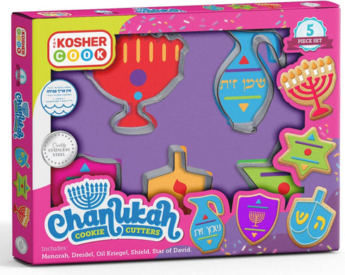 Hanukkah Cutters and Stainless Steel Chanukah Cookie Cutters, 5 Piece Set...