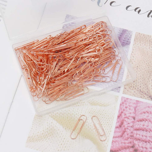 200 Pcs Rose Gold Paper Clips, 1.1" (28mm) Smooth Finish Steel Wire Paperclips Medium Size Paper Clips for Organizing School Home Office Supplies...