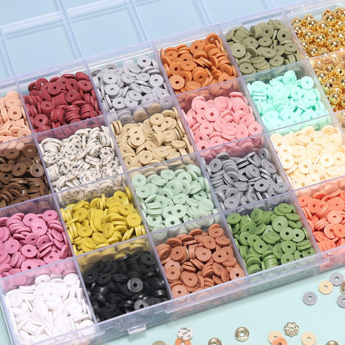 LFLIUN DIY Jewelry Making Kit Clay Beads Bracelet Making Kit, Flat Preppy Beads for Friendship Bracelets, Polymer Clay Beads Crafts Gifts...