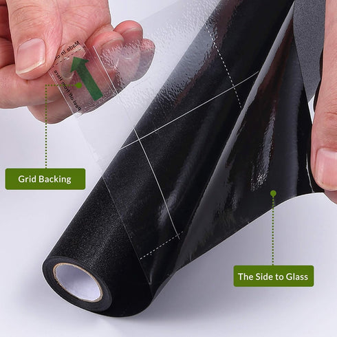 VELIMAX Static Cling Total Blackout Window Film Privacy Room Darkening Window Tint Black Window Cover 100% Light Blocking No Glue (17.7 x 118 inch...