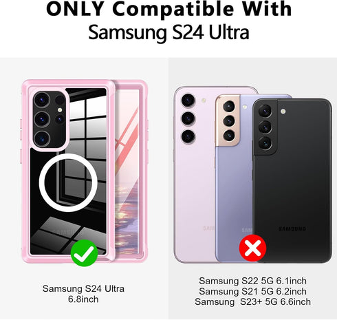 Hekodonk for Galaxy S24 Ultra Case,Compatible with MagSafe,Built-in Screen Protector & 2X Camera Lens Protector,Full Body Shockproof Protective Ph...