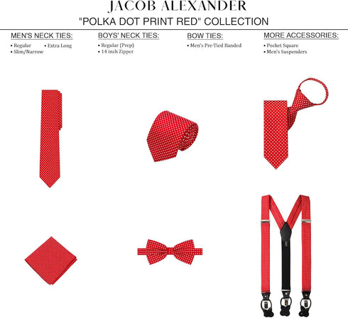 Jacob Alexander Polka Dot Print Men's Polka Dotted Extra Long Tie...