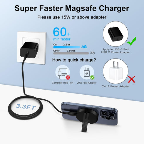 Wireless Charger Samsung Fast Charging Pad Android Phone Charging Station for Samsung Galaxy S24 Ultra S23 FE S22 S21 S20, 15W MagSafe Charger Mag...
