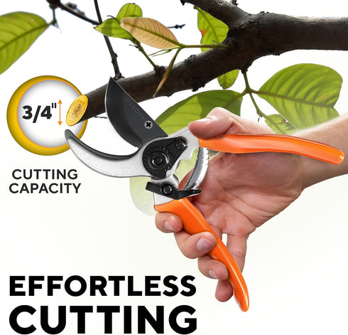 Premium Bypass Pruning Shears for Gardening - Heavy Duty, Ultra Sharp Garden Shears w/Ergonomic Grip Handle - Made w/Japanese Grade High Carbon St...