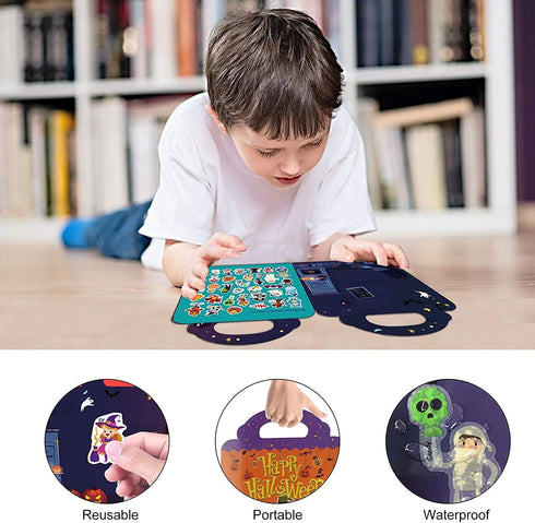Halloween Sticker Book for Kids 2-4, Reusable Sticker Toys for 1-3 Toddlers Boys Girls Birthday Gifts, Toddler Learning Toys Halloween Educational...