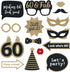 Fully Assembled 60th Birthday Photo Booth Props - Set of 30 - Black & Gold Selfie Signs - 60th Party Supplies & Decorations - Cute Bday Designs wi...