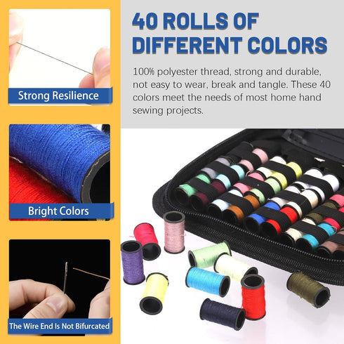 Glarks 132Pcs Sewing Kit, Multifunctional Sewing Supplies Repair Kit with Thread, Sewing Needles, Pins, Scissors, Thimble, Tape Measure, Buttons, ...