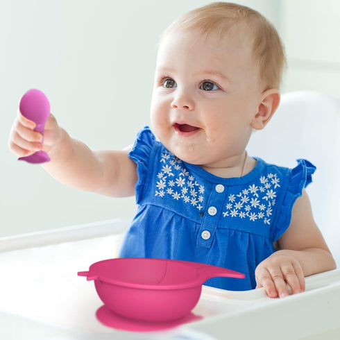SILIBOWL + Spoon Set by Kushies Cute Silicone Bowl with Suction and Spoon Set for Babies, Toddlers and Kids, Non Slip, Dishwasher, Microwave, Free...