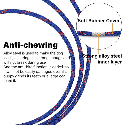 4/5/6 FT Chew Proof Dog Leashes with Comfortable Handle, Steel Cable Lead for Control Large or Medium Dogs Walk and Train, Heavy Duty with Rotate ...