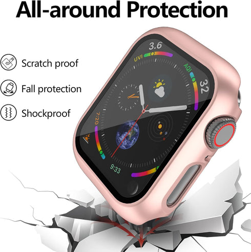 12 Pcs Jomitvp Hard PC Case Compatible for Apple Watch Series SE (2022) 6/5/4/SE 40mm with Tempered Glass Screen Protector, All Around Protector B...